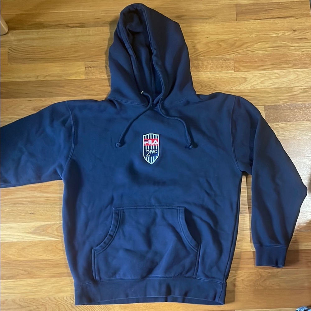 Fila x Tupac Blue Classic Pullover Drawstring Hoodie